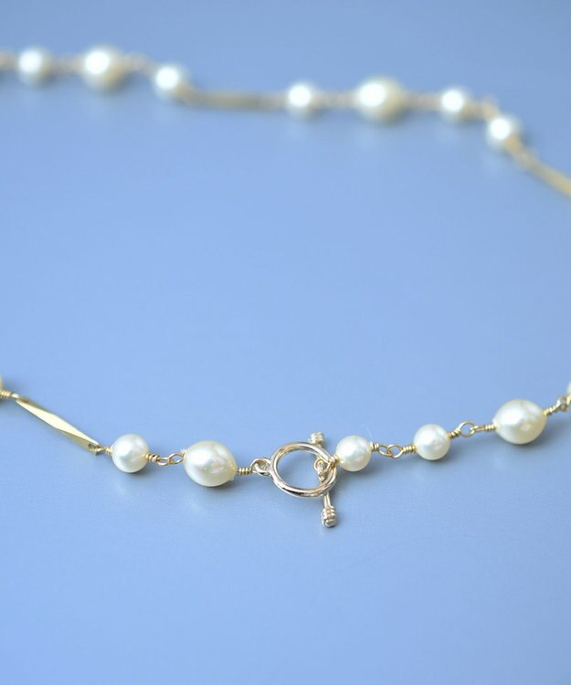 monshiro ガラスパールチェーン ショートネックレス ホワイト