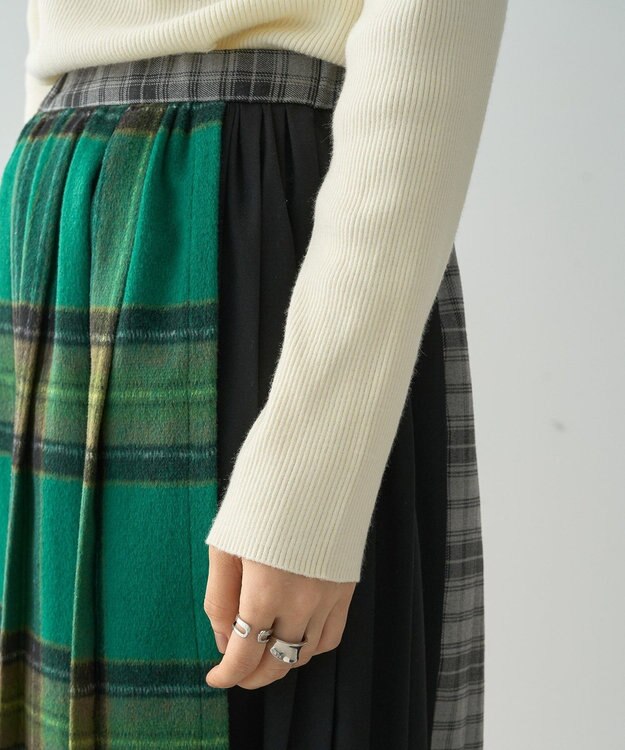 AMERICAN HOLIC シャギーチェックプリーツスカート Green