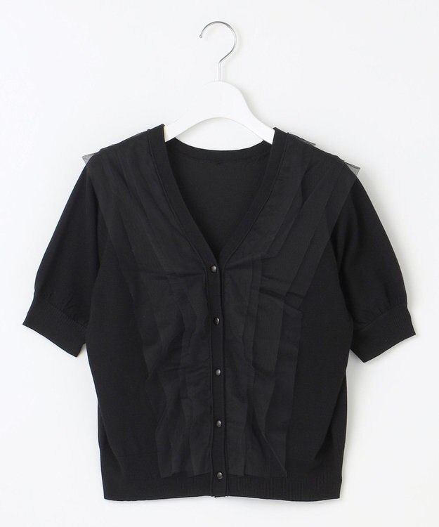 Feroux 【ご好評につき今季も登場！】チュールコンビパフスリーブ ニット ブラック系