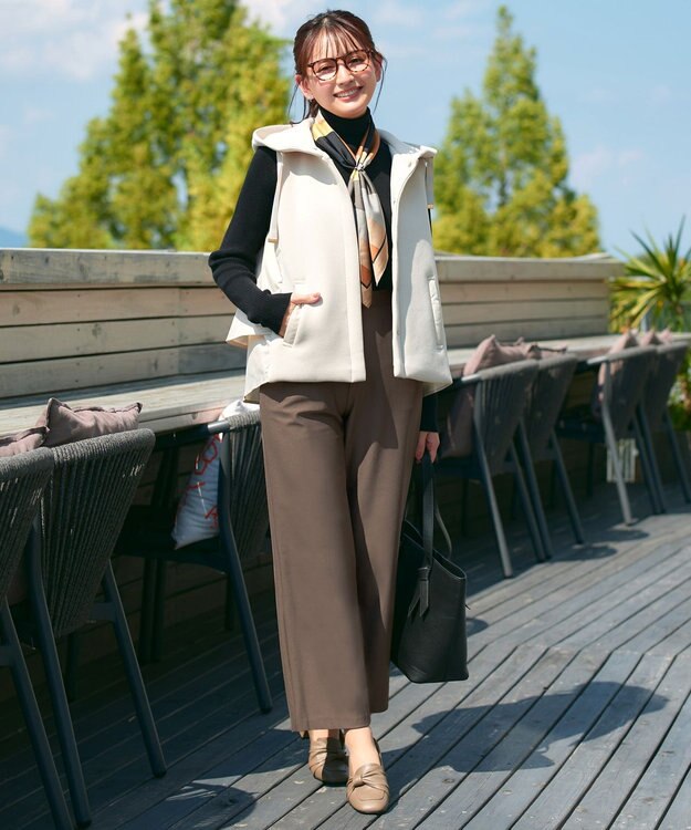 Tiaclasse 【日本製・新色追加・洗える・ストレッチ】エアシルキーワイドパンツ モカ