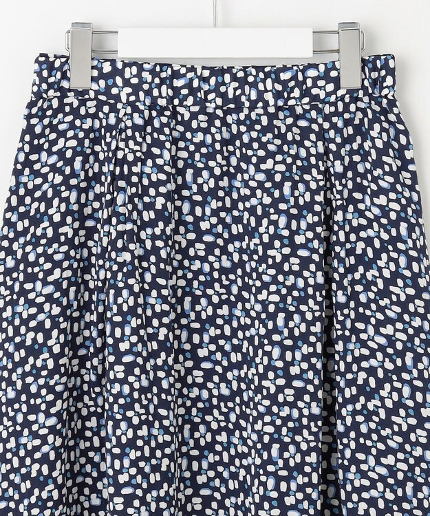 自由区 L 【カタログ掲載・セットアップ対応・洗える】ジオメトリックフラワードットプリント スカート ネイビー系