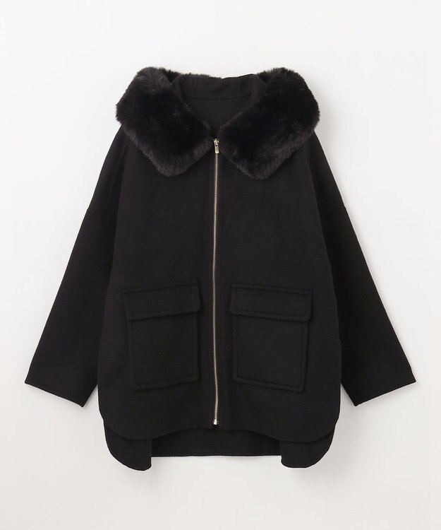 GRACE CONTINENTAL フードファーリバーポンチョ ブラック