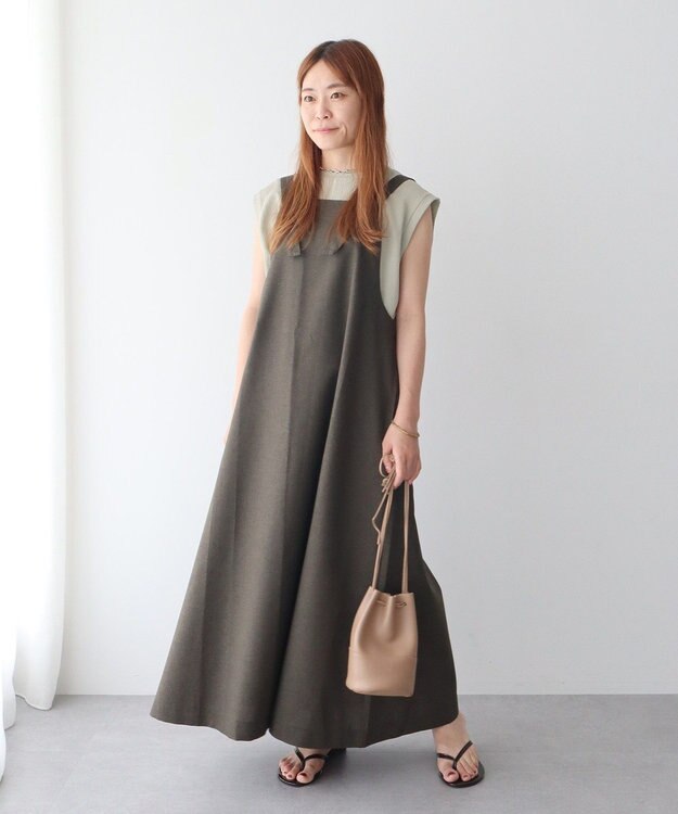 CRAFT STANDARD BOUTIQUE リネンライクフレアジャンパースカート Khaki