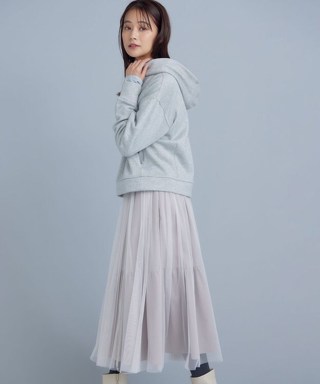 組曲 L 【WEB限定】シャイニーラメパーカー シルバー系