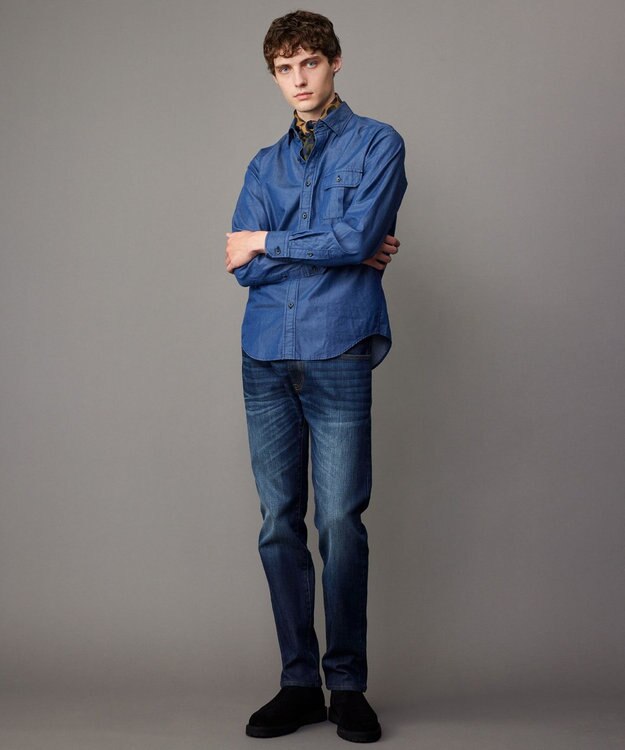 JOSEPH ABBOUD 【キングサイズ・新たな環境配慮型素材使用】サスティナブルファブリック  テンセルツイル  シャツ ネイビー系