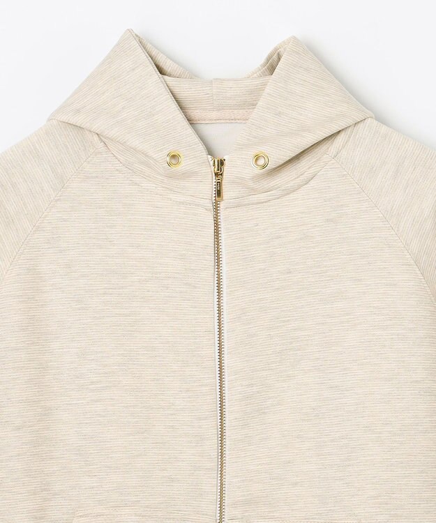 ANY L ラメダンボールダブルジップパーカー オートミール