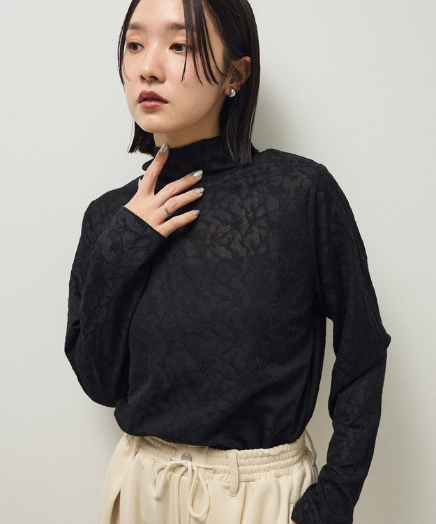 Green Parks レースハイネックプルオーバー Black