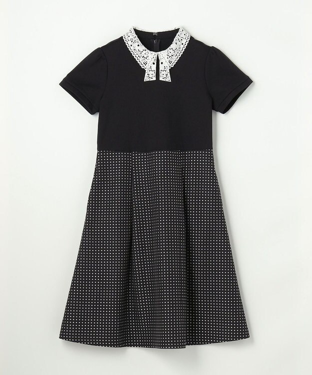 組曲 KIDS 【110-140㎝】 ドットジャガードワンピース＆ジャケットセット ネイビー