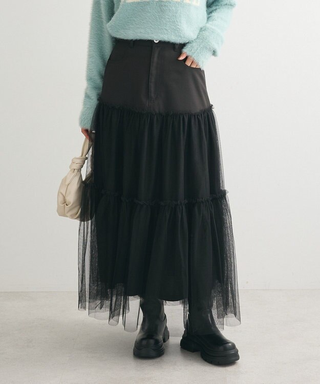 Green Parks ・ELENCARE DUE ハイブリットティアードスカート Black