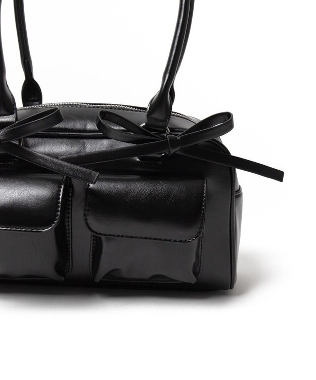 WEGO リボン付きボストンバッグ ブラック