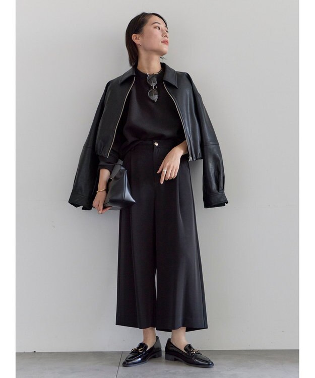 Te chichi タックポケットワイドクロップトパンツ ブラック