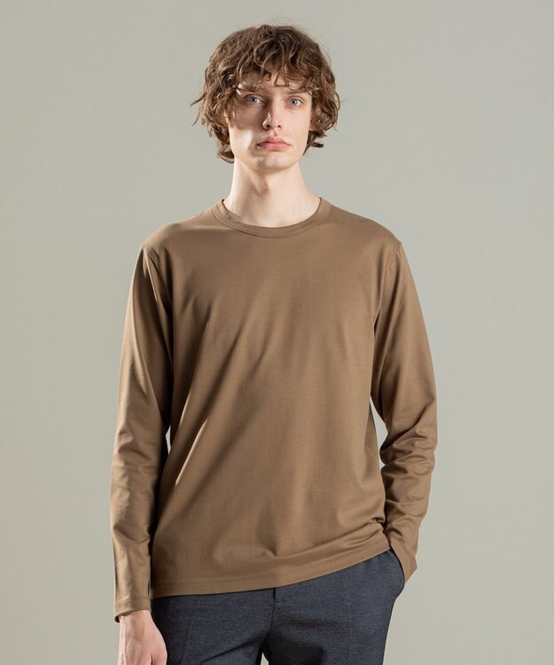 JOSEPH HOMME SUVIN SOFT JERSEY CREW NECK キャメル系