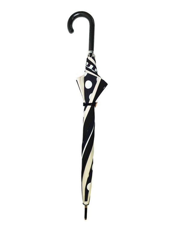 +RING レディース向け プラスリング 雨傘（長）60cm BLK/WHT T1401 黒