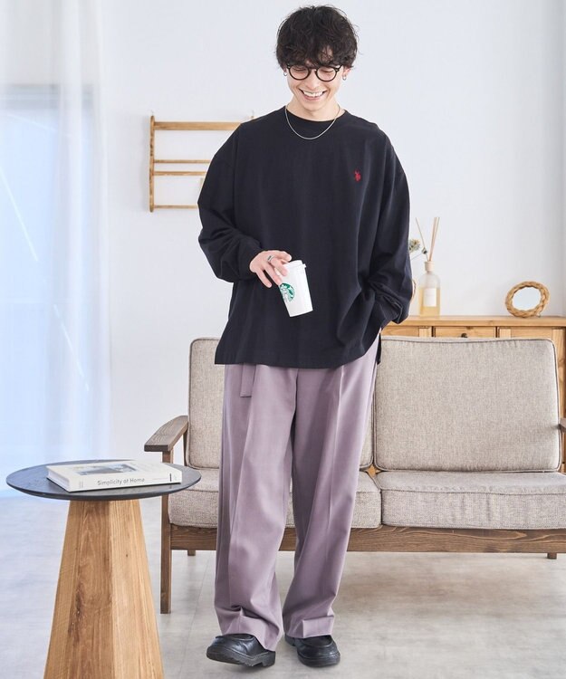 WEGO 【ユニセックス着用ITEM/MLサイズ展開】U.S. POLO ASSN.ワンポイント刺繍LST ブラック