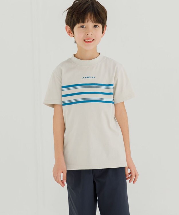 J.PRESS KIDS 【100-130cm】ボーダープリント Ｔシャツ ライトグレー系