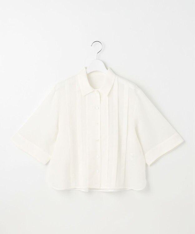 自由区 【カタログ掲載・接触冷感・洗える】シアーラミーローンクロップド丈 ブラウス オフ