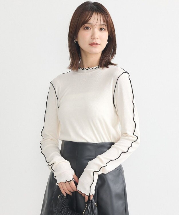 earth music&ecology メローハイネックプルオーバー Ivory