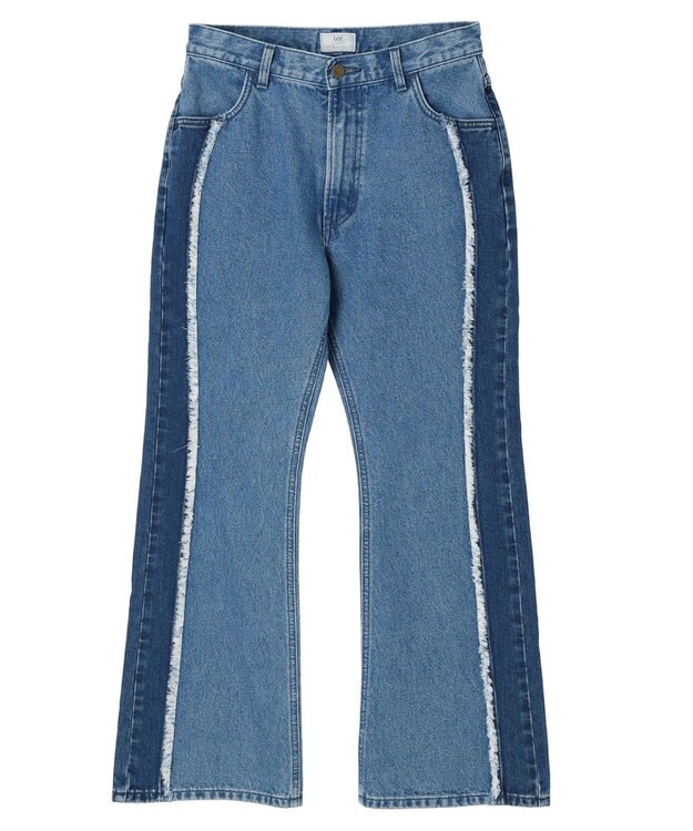 earth music&ecology Ｌｅｅ×ｅ．ｍ．ａ．ｅ　切替デニムフレアパンツ Indigo