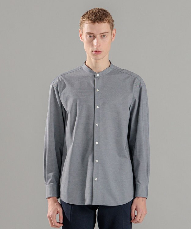 JOSEPH HOMME ハイゲージコットンジャージー 　バンドカラーシャツ ライトグレー系