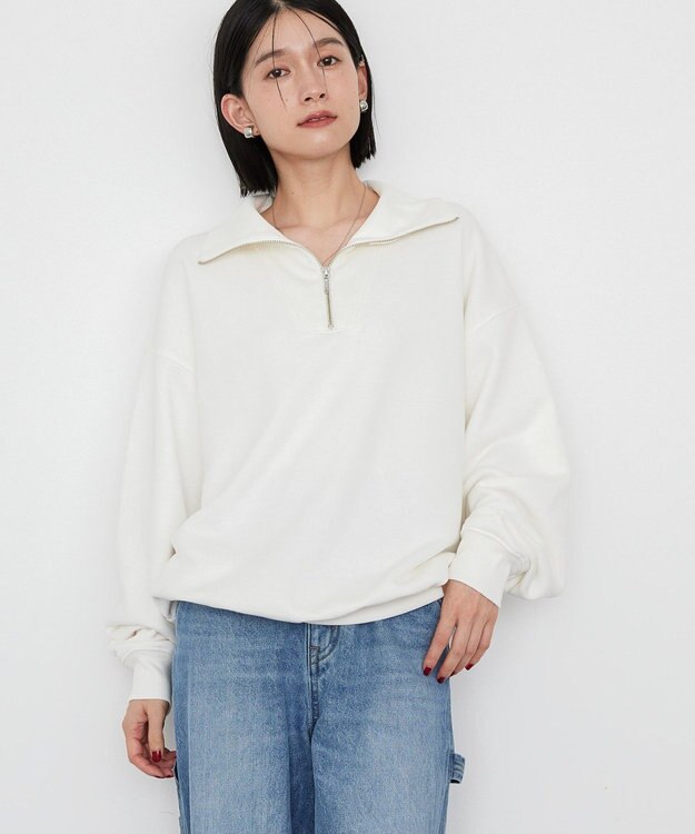 AMERICAN HOLIC ハーフＺＩＰスウェット1 Off White