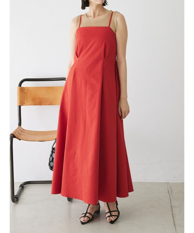 Green Parks バックデザインキャミワンピース Red