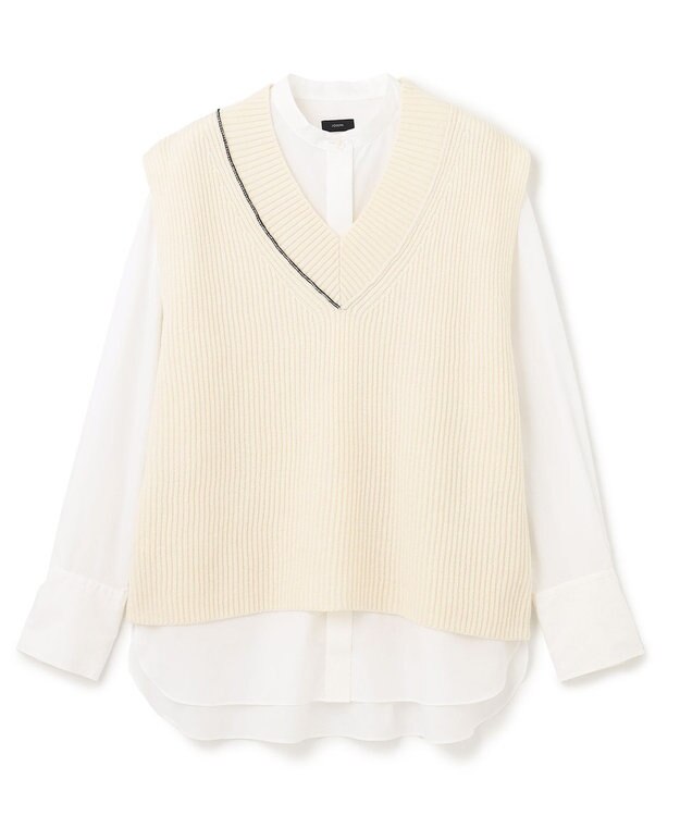 JOSEPH ポプリンシャツ×ニットベスト Ivory
