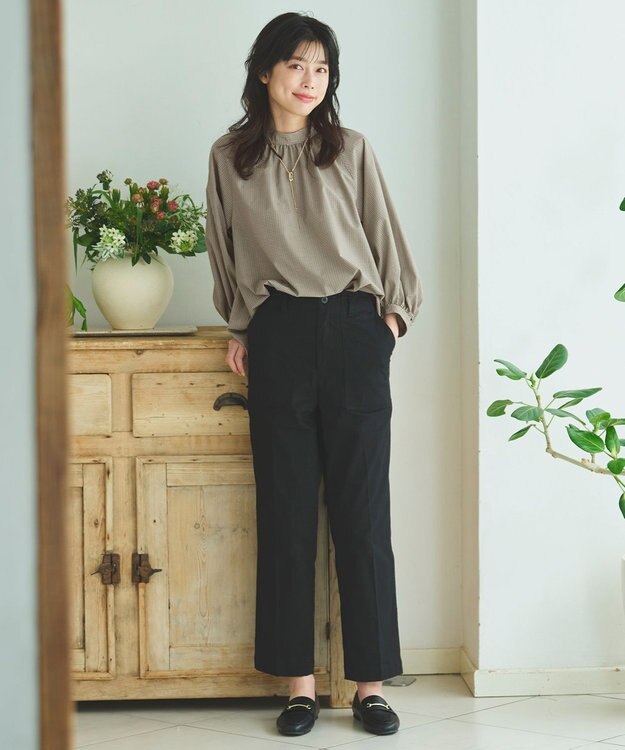 ANY 【ウエストゴム/ストレッチ】スタイリッシュベイカーパンツ ブラック