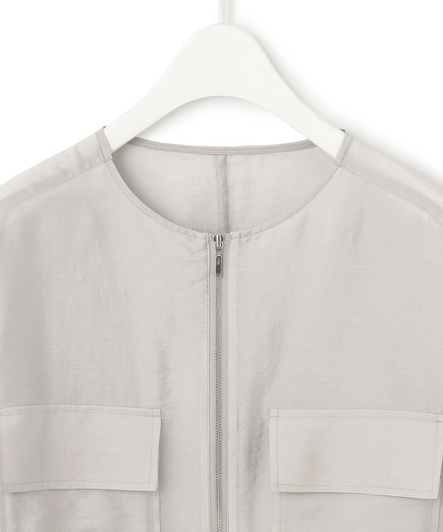 ICB リヨセルナイロンワッシャー ノーカラーブルゾン トープ系