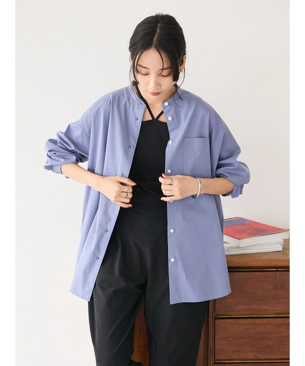 CRAFT STANDARD BOUTIQUE バンドカラーシャツ Blue