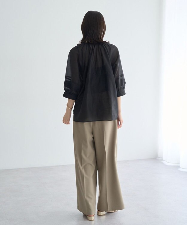 YECCA VECCA タックスリーブシアーシャツ Black