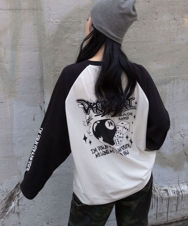 WEGO 【ユニセックス着用ITEM/MLサイズ展開】スリーブロゴグラフィックラグランT（LS） ブラックその他