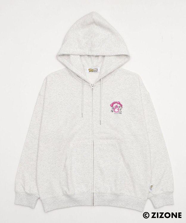 WEGO 【ユニセックス着用ITEM】別注ZIZONEグラフィックZIPパーカー アッシュグレー