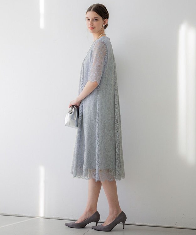 23区 【APPLAUDIR】ブライトフラワーレース ドレス グレイッシュブルー系