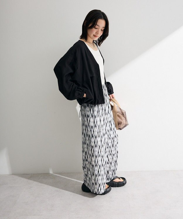 Green Parks シアーＺＩＰＶネックブルゾン Black