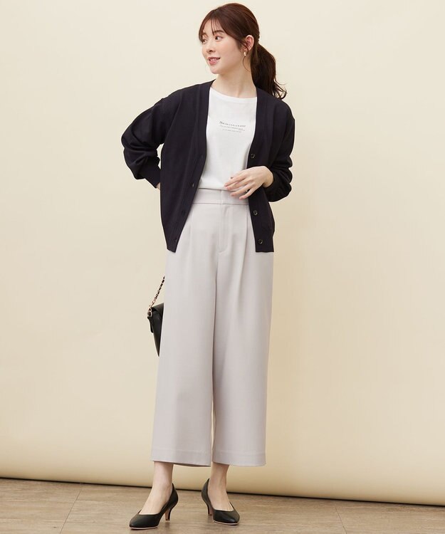 ANY SIS 【洗える】ビットポイント ワイドパンツ アイボリー