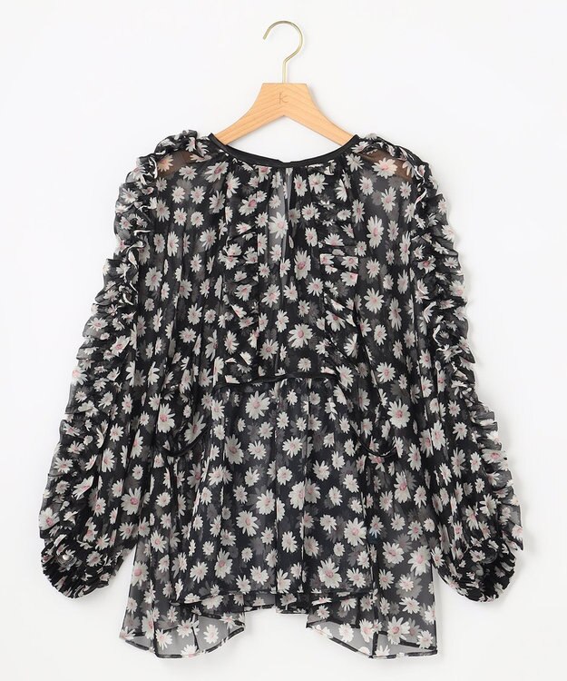 組曲 【組曲×setsuko sagittaire】シフォンプリントバックシャンブラウス ブラック系6