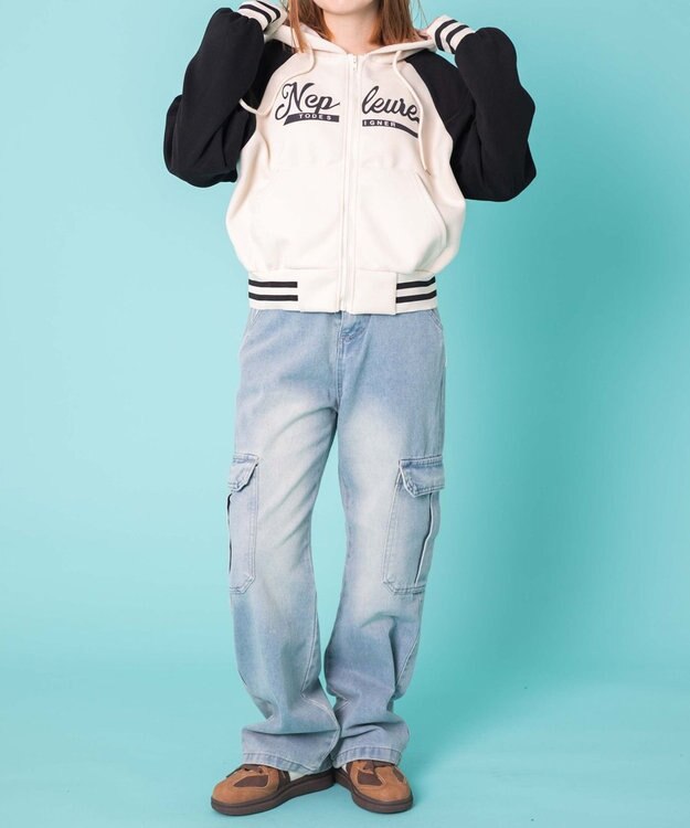 WEGO ワイドカーゴデニム デニム淡色