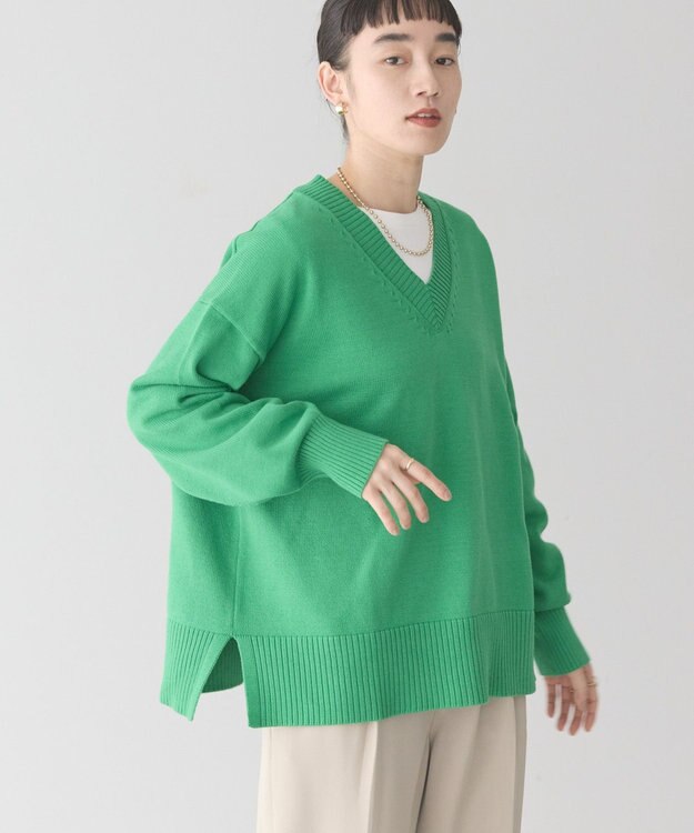 AMERICAN HOLIC Ｖネックニットプルオーバー Green