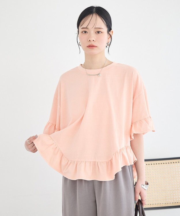 earth music&ecology ピグメントフリルTシャツ Pink