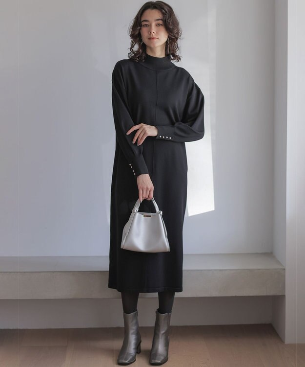 組曲 【WEB限定】スムースストレッチニット ワンピース ブラック系