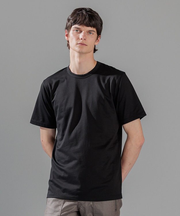 JOSEPH HOMME 【LEON 掲載】スビンソフトジャージー　クルーネック半袖カットソー ブラック系