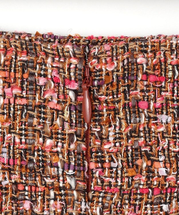 自由区 ラメノットファンシーツイード スカート オレンジ系