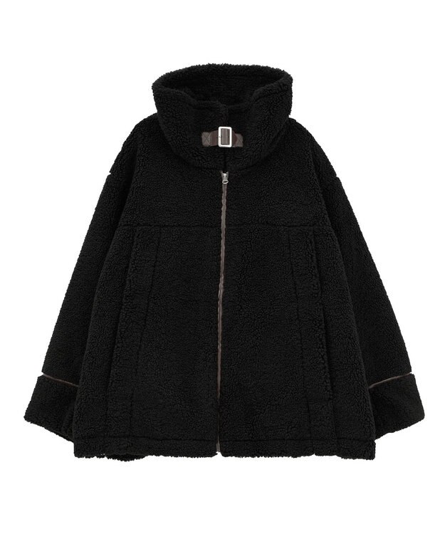 earth music&ecology ボアZIPブルゾン Black