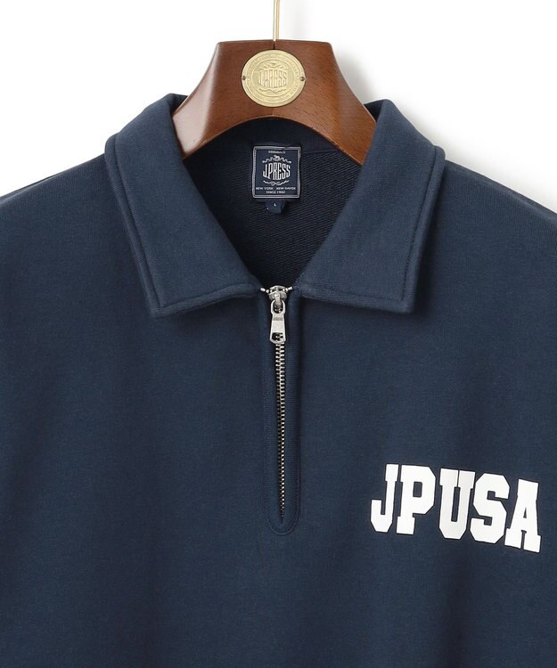 J.PRESS MEN 【J.PRESS ORIGINALS】Supima Recycle French Terry Logo Sweat Zip-Shirts ネイビー系