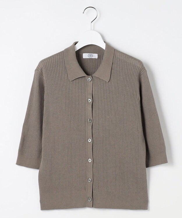 J.PRESS LADIES S LINEN COTTON ポロ ニット モカ系