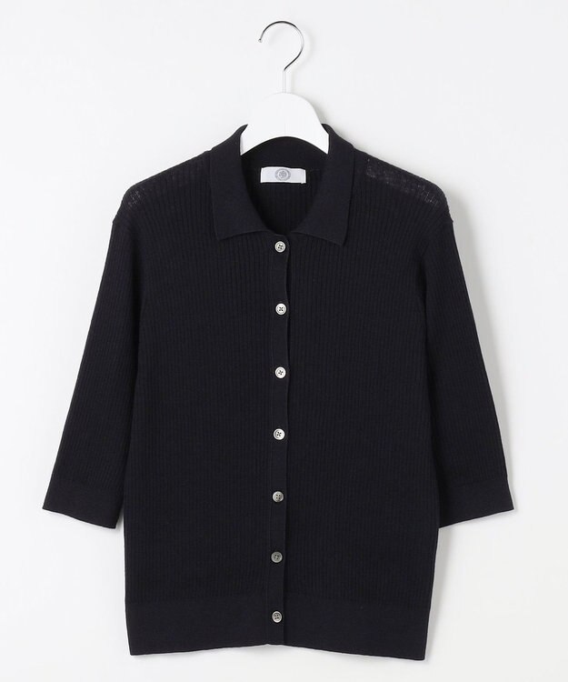 J.PRESS LADIES S LINEN COTTON ポロ ニット ネイビー系