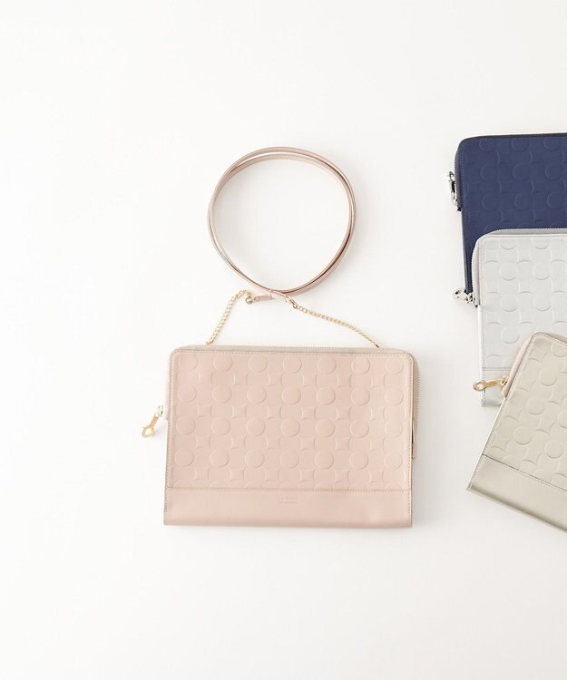 MIYABIYA La quoh with kirakaracho 南蛮七宝エンボスレザーショルダー紐 鴇色(ときいろ)