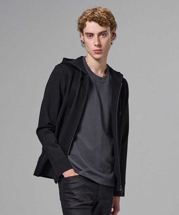 JOSEPH HOMME 【オリジナル素材 】ライトタックジャージー   ジップアップフーディー ブラック系