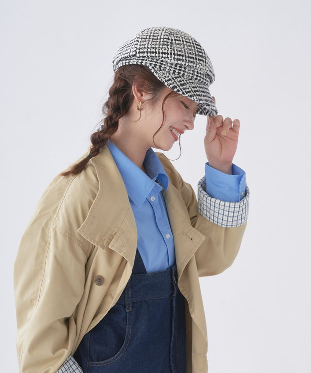 MOONBAT estaa(エスタ) ざっくりツイード キャスケット  帽子 手洗い可能 サイズ調整可能 チャコールグレー