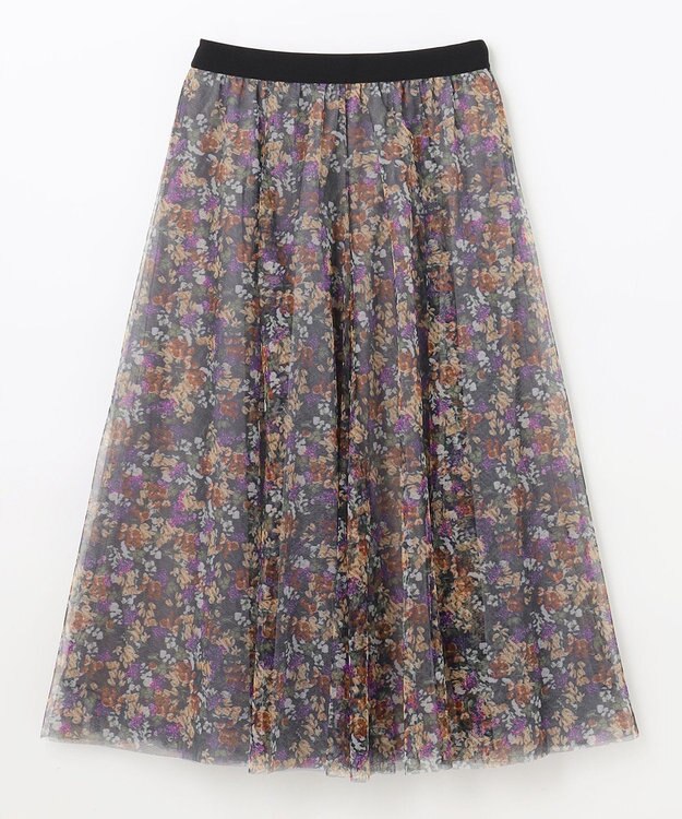 ANY 【ウエストゴム】チュールフレアースカート ライトグレー系